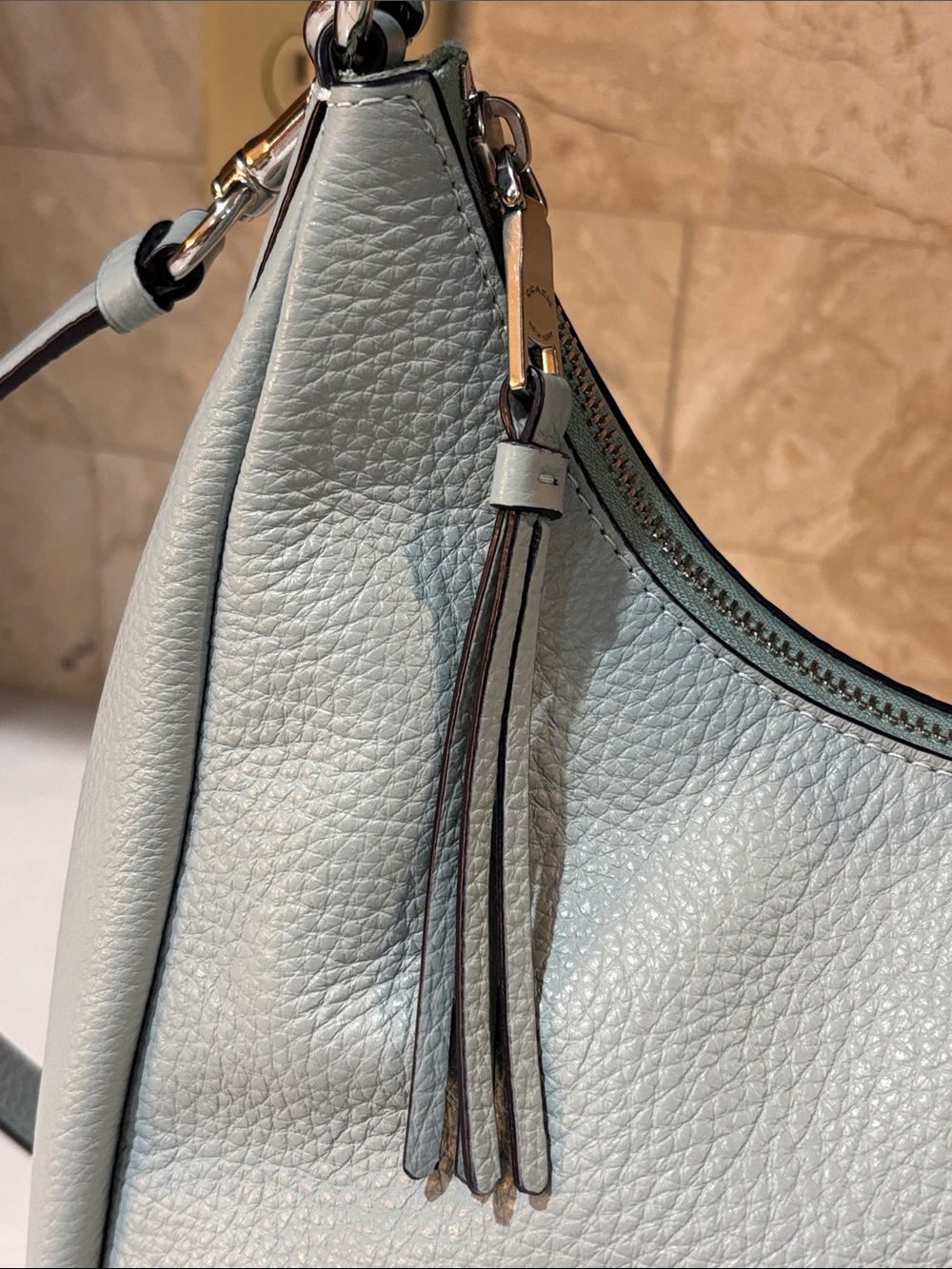 COACH Jules Hobo Bag in Light Blue Pebbled Leather C9190 Like New - Picture 7 of 16